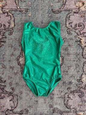 Girls' Green and Pink Dance Leotards with Sparkle Accents